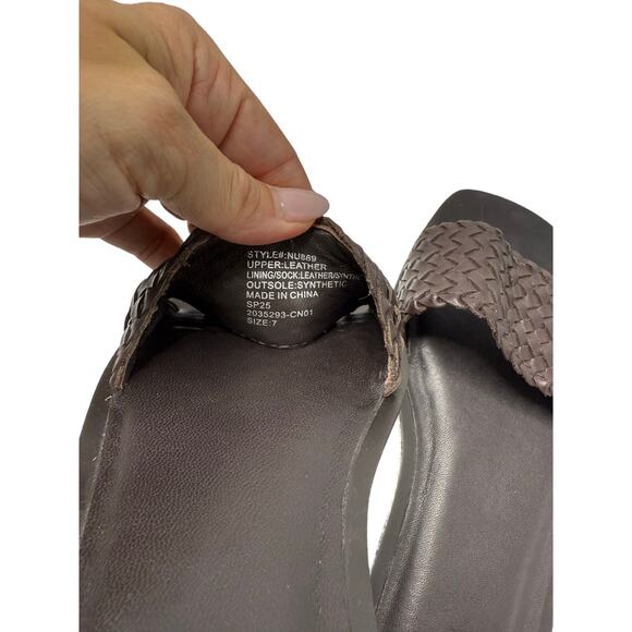 Madewell Lucia Woven Leather Slide Sandals Dark Brown Size 7 Minimalist Chic - Picture 4 of 5